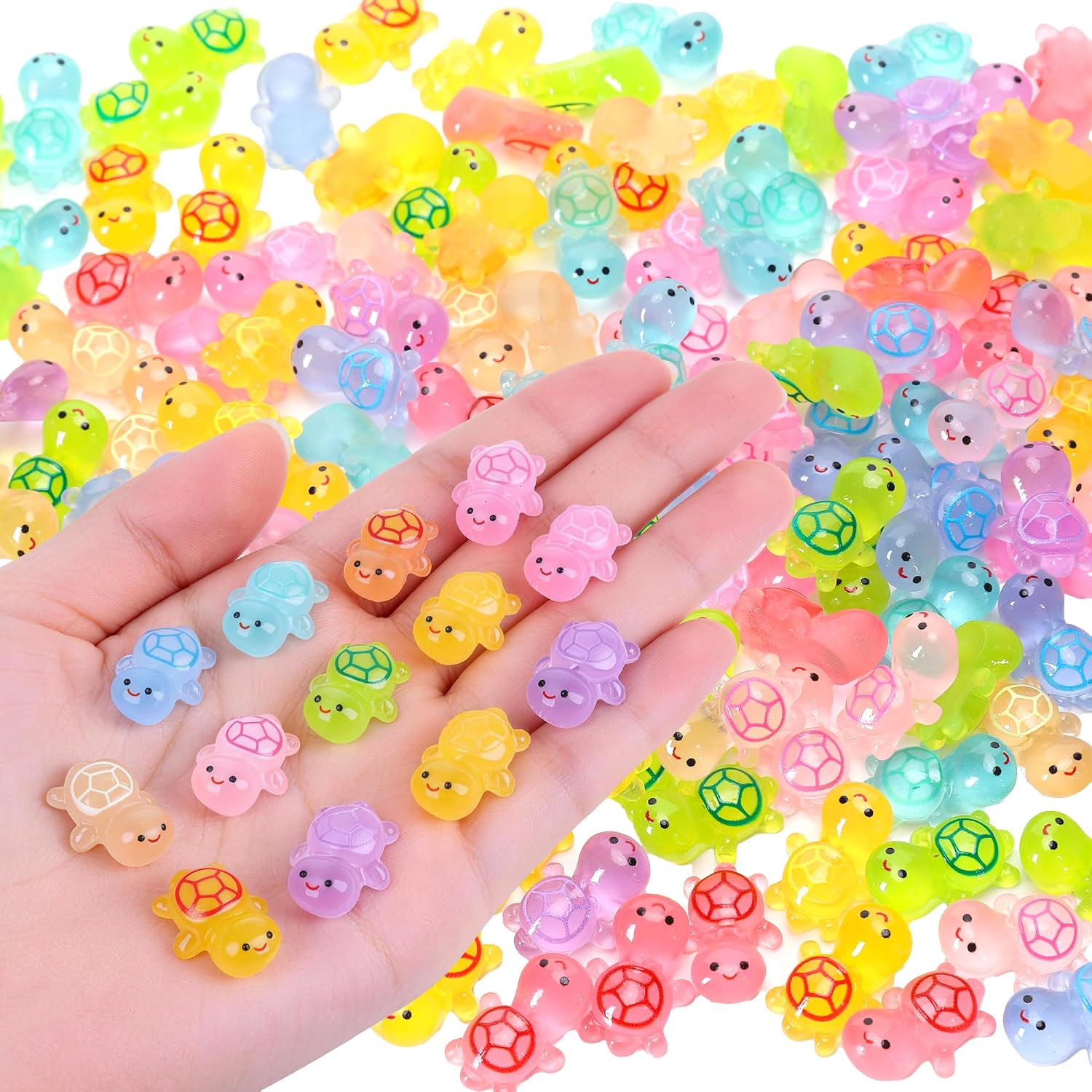 Fish Toy In Aquarium - 25 Parlayan Mini Reçine Kaplumbağa, Işıklı