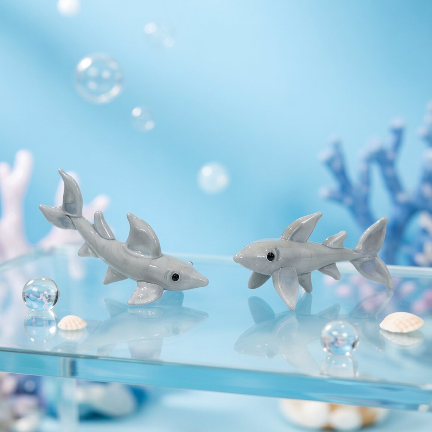 Aquarium Fish Shark - El Yapımı Mini Cam Köpekbalığı Figürü