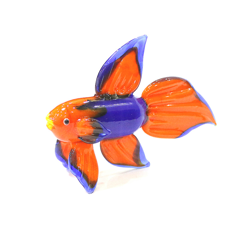 Fish Toy In Aquarium - Turuncu Murano Cam Tropikal Balık Heykelcik