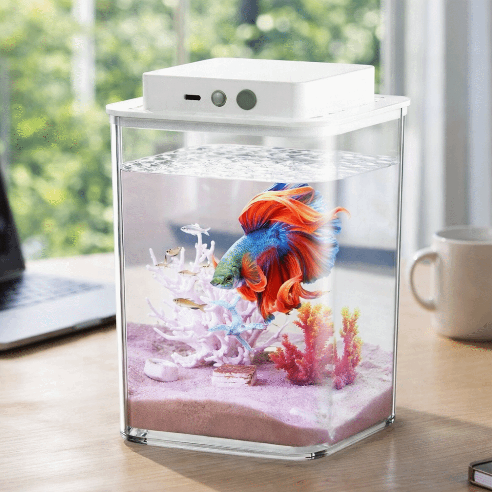 Fish Toy In Aquarium - Şeffaf Betta Balık Tankı Akıllı Algılayıcılı